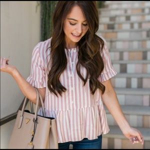 Madewell Studio Ruffle-Hem top Cecilia stripe XS